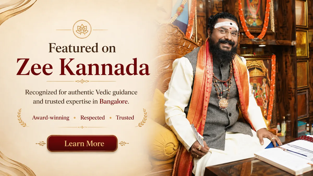 Featured on Zee Kannada, recognised for authentic Vedic guidance and trusted expertise in Bangalore