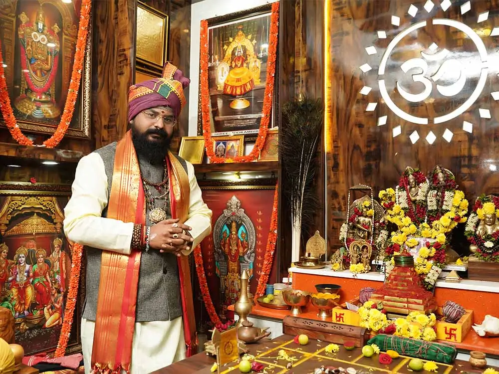 Guruji performing a remedy at the altar
